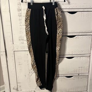 Leopard Print Black Joggers